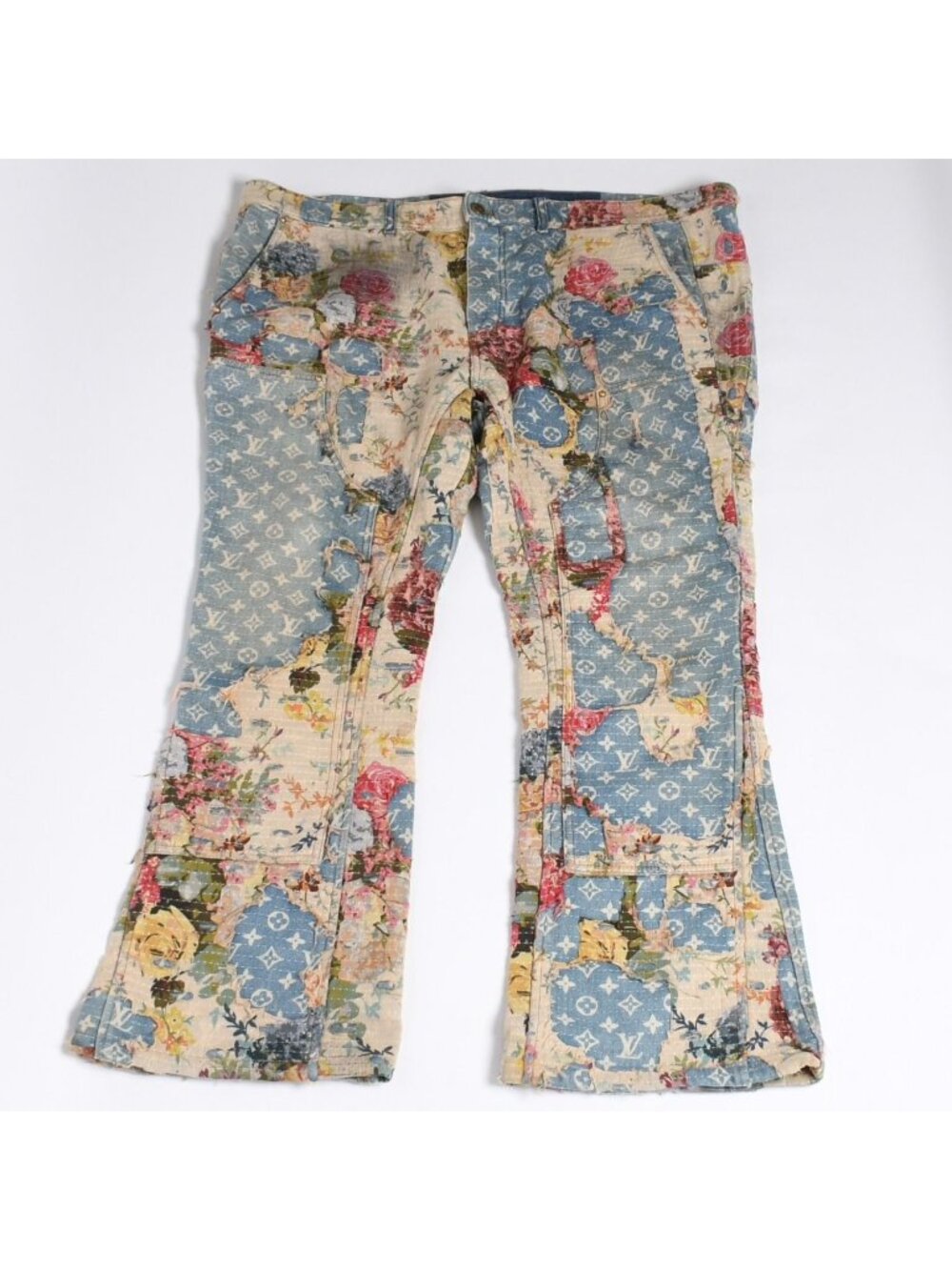 Louis Vuitton Destroy Bell Bottom Carpenter Denim Pants 40 Monogram Sashiko